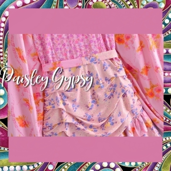 BOHEMIAN LOVE SHACK STYLE PINK FLORAL DRESS - Picture 7 of 16